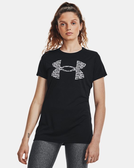 Women's UA Tech™ Graphic Short Sleeve in Black image number 0